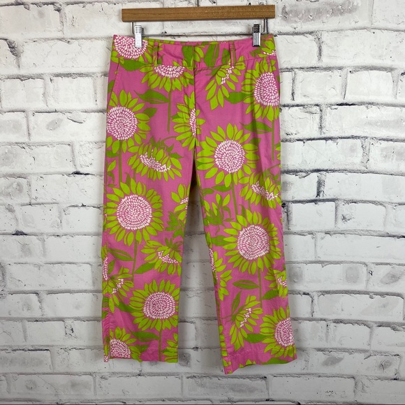 Lilly Pulitzer pink, green floral capris - Picture 6 of 10
